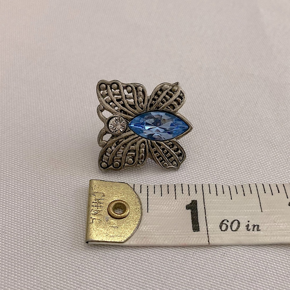 💫 Vintage Y2K Faux Sapphire Butterfly Brooch - Picture 4 of 5